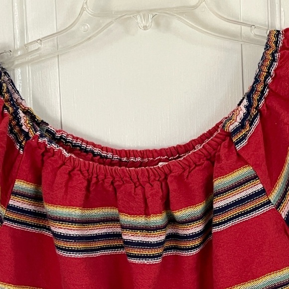 Anthropologie dRA Los Angeles striped Raw Hem Boho Top Off Shoulder Size Medium - Picture 3 of 9